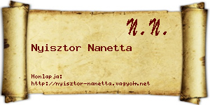 Nyisztor Nanetta névjegykártya